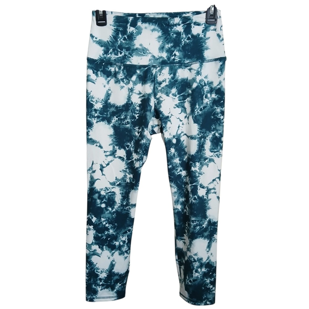 Balance Collection Tie Dye Cropped Leggings M Medium Teal White Capri Yoga Pants